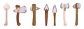 Set Of Essential Stone Age Hunting Tools For Early Humans To Hunt Animals For Survival. Spear And Arrow, Stone Hammer Royalty Free Stock Photo