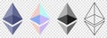 Set of Ethereum cryptocurrency logos