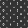 Set Ethereum ETH, Binary code, NFT shield and Cyber security on seamless pattern. Vector Royalty Free Stock Photo