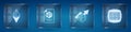 Set Ethereum ETH, NFT contract, growth bar chart and Binary code. Square glass panels. Vector