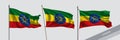 Set of Ethiopia waving flag on isolated background vector illustration