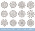 Set of Ethnic Fractal Mandala Vector Meditation Tattoo looks like Snowflake or Maya Aztec Pattern or Flower too Isolated on White Royalty Free Stock Photo