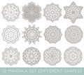 Set of Ethnic Fractal Mandala Vector Meditation Tattoo looks like Snowflake or Maya Aztec Pattern or Flower too Isolated on White Royalty Free Stock Photo