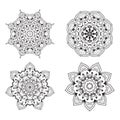 Set of Ethnic Fractal Mandala Vector Tattoo Design looks like Snowflake or Maya Aztec Royalty Free Stock Photo