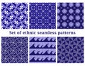 Set of ethnic geometric seamless patterns