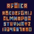 Set of ethnic letters and numbers. Vector alphabet symbols.