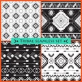 Set of 4 ethnic seamless patterns.