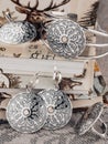 Set of ethnic style silver jewelry Royalty Free Stock Photo