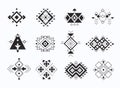 Set of ethno tribal aztec symbols. geometric ethnic decor elements collection.