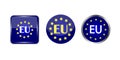 Set of EU buttons. Buttons with the emblem of the euro union on a white background. Stock image Royalty Free Stock Photo