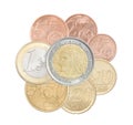 Set of Euro Italy coins Royalty Free Stock Photo