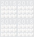 Set of european 2015, 2016, 2017, 2018 calendars