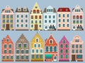 Set of european colorful old houses