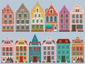 Set of european colorful old houses