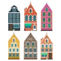 Set of european colorful old houses