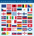 Set of european flags, vector illustration. Royalty Free Stock Photo