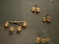 Gold dress ornaments on display at the British Museum in London England