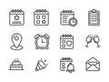 Set of event icons with linear style