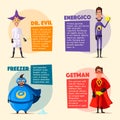 Set of evil superhero. Cartoon vector illustratration. Royalty Free Stock Photo