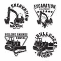 Set of Excavation work emblems design