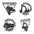 Set of Excavation work emblems design