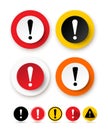 Set of exclamation mark icon. Hazard warning symbol. Attention sign icon. Vector illustration. Isolated on white background Royalty Free Stock Photo