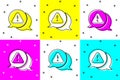 Set Exclamation mark in triangle icon isolated on color background. Hazard warning sign, careful, attention, danger Royalty Free Stock Photo