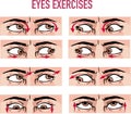 A set of exercises for the eyes. For better vision, relaxation, stretching, focus, training the eye muscles Royalty Free Stock Photo