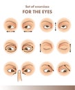 Set of exercises for the eyes, visual acuity illustration