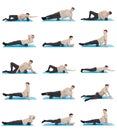 Set of 15 exercises using a foam roller for a myofascial release massage
