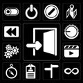 Set of Exit, Infinity, , Id card, Compass, Video player, Setting