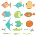 Set of exotic fish. Vector illustration Royalty Free Stock Photo