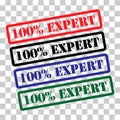 Set of Expert 100% stamp symbol, label sticker sign button, text banner vector illustration