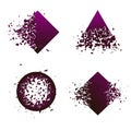 Set of explosion templates isolated on white background. Square, triangle and circle shapes for banner, flyer, logo. 3d effect Royalty Free Stock Photo