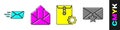 Set Express envelope, Outgoing mail, Envelope setting and Envelope with star icon. Vector.