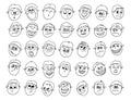 Set of expressive male faces doodles