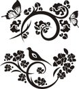 Asian Floral Ornamental Designs Vector Set Royalty Free Stock Photo
