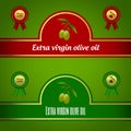 Set of extra virgin olive oil labels - red and green Royalty Free Stock Photo