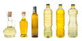 Set of extra virgin olive oil and sunflowerseed oil jars on a white background,bottle oil plastic big ,Bottle for new Royalty Free Stock Photo