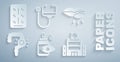 Set Eye drop bottle, Herpes lip, Gut constipation, Medical hospital building, Stethoscope and Pills blister pack icon