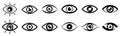 Set eye icons, vision blue signs - vector
