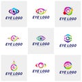 Set of Eye Logo design concept vector template. Colorful media icon. Vision Logotype concept idea Royalty Free Stock Photo