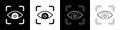 Set Eye scan icon isolated on black and white background. Scanning eye. Security check symbol. Cyber eye sign. Vector Royalty Free Stock Photo