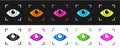 Set Eye scan icon isolated on black and white background. Scanning eye. Security check symbol. Cyber eye sign. Vector Royalty Free Stock Photo