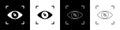 Set Eye scan icon isolated on black and white background. Scanning eye. Security check symbol. Cyber eye sign. Vector Royalty Free Stock Photo