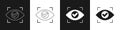 Set Eye scan icon isolated on black and white background. Scanning eye. Security check symbol. Cyber eye sign. Vector Royalty Free Stock Photo