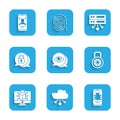 Set Eye scan, Internet of things, System bug on mobile, Safe combination lock, monitor, Cyber security, Server, Data Royalty Free Stock Photo