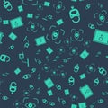 Set Eye scan, Lock and key, Security camera and Safe on seamless pattern. Vector