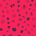 Set Eye scan, System bug on mobile, Fingerprint and on seamless pattern. Vector
