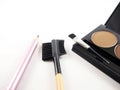 Set of eyebrows makeup, brush, pencil Royalty Free Stock Photo